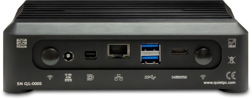 Rear of case shown with NUC installed