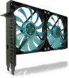 Gelid PCI Slot Fan Holder with two slim 120mm UV Blue Fans