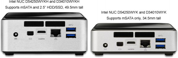 Image highlighting the differences between the available NUCs